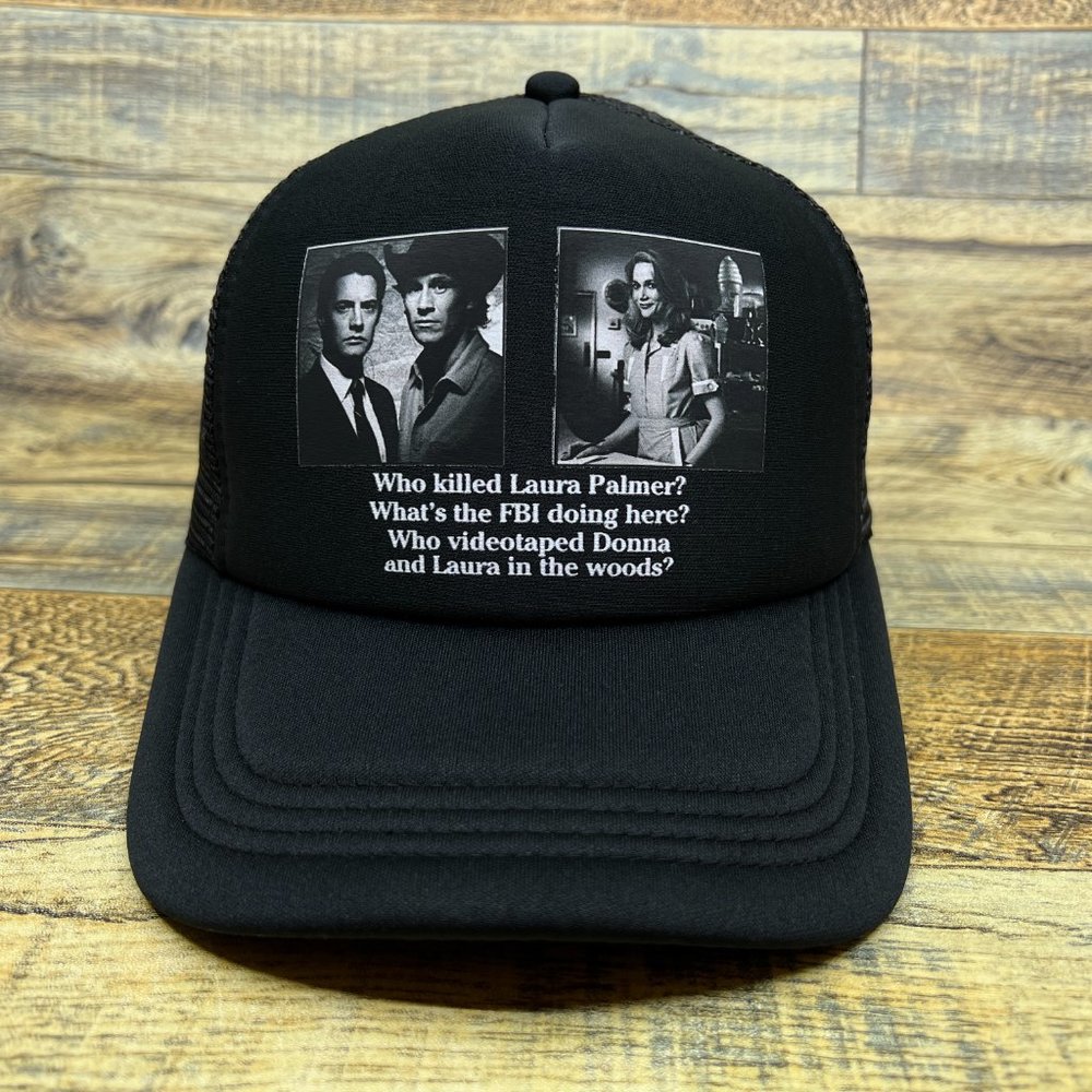 Twin Peaks Mens Trucker Hat Black Snapback David Lynch Laura Palmer Cult Classic